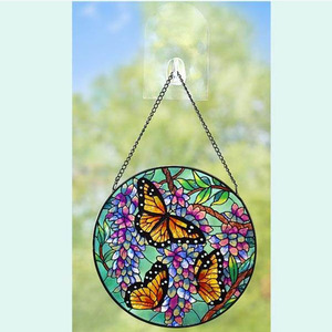 Atrapasoles Artesanales de Mariposa de Vidrieras Decoración de Pared con Cadena Letrero de Corona para Mamá Abuela Amante de las Mariposas - Product Image 3