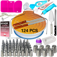 Vente chaude 34/42/73/80/124 pièces décoration de gâteau support à gâteau rotatif kit de plateau tournant outils de cuisson avec ensemble d'embouts de tuyauterie de glaçage