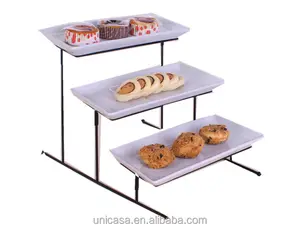 UNICASA 3 Tier Strong Rack Stand mit Keramik platten-Dreistufiges Kuchen-Serviert ablett-Dessert-Obst teller