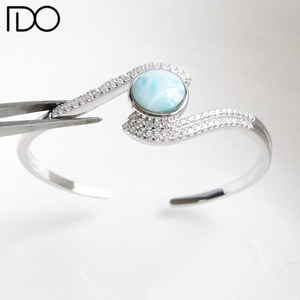Pulsera de plata de ley <span class=keywords><strong>925</strong></span> con certificado de larimar, brazalete de plata con certificado colombiano - Product Image 3