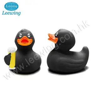 Restaurant Bar Decoration Promotion Gift Plastic PVC Phthalate Free Customized Bath Toy Beer Alcohol Drink Black Rubber Duck