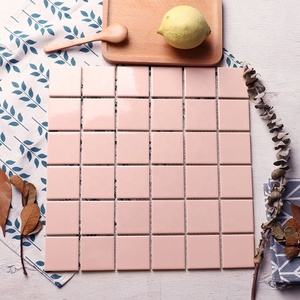 Tuiles de mosaïque murales en céramique à dos maillé 4x4 (97x97mm) roses pour crédence de cuisine et salle de bain – Vente en gros à prix réduit - Product Image 4