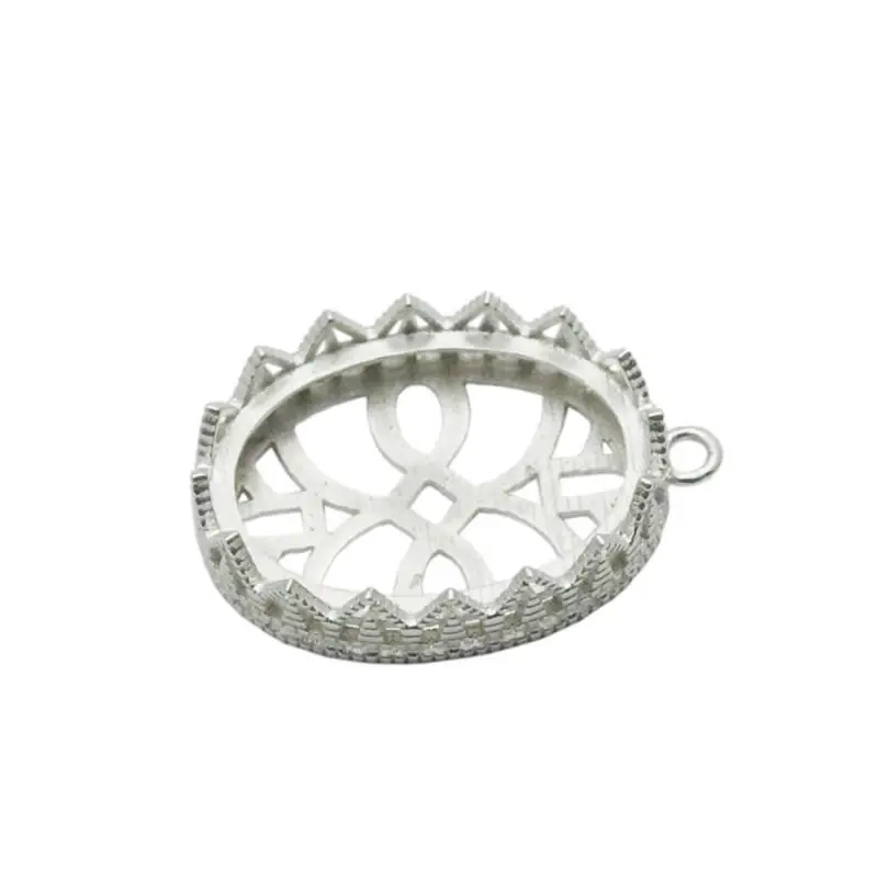 Beadsnice ronde base zilveren hanger hollow sterling bezel cups cabochon frame instellingen groothandel ID33771