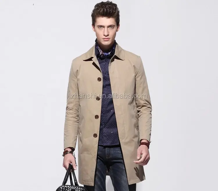 Italy Style Khaki Trenchcoat Belt Young Fashion Jacket Men