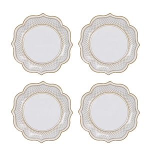 Assiettes de fête jetables en papier Floral à rayures <span class=keywords><strong>Vintage</strong></span> de 12 pouces, 400g/m2 - Product Image 3