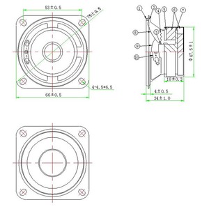 LS66T-10-R8 <span class=keywords><strong>2</strong></span>.5 pouces 8Ohm 5W Double aimant avec cône de bord en tissu gamme complète 90dB haut-parleur 6.32V - Product Image 3
