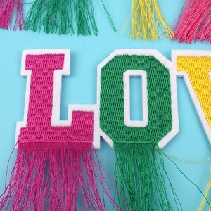 Desain Keren Kain Dasar Label Gay Kustom Huruf Huruf Warna-warni Logo Bordir Rumbai Princess <span class=keywords><strong>Patch</strong></span> untuk Pakaian - Product Image 3