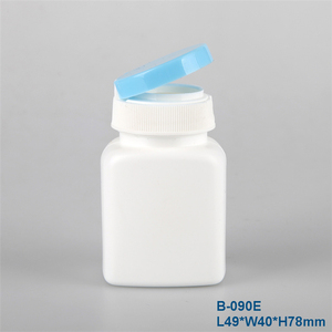 60cc الأبيض HDPE مربع ، كبسولة فارغة زجاجات مع قبعات سلامة الطفل ، أبيض علبة دواء بلاستيكية وغطاء بابا الموردين/ - Product Image 3