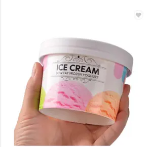 Biodegradabile ice cream tazza con coperchio e cucchiaio frozen yogurt tazze