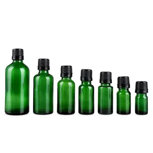 Doseur d'emballage de cosmétique en plastique, anti-vis, pour bouteille d'huile essentielle en verre vert de 5 10 15 20 30 50 100 ml, 30 pièces