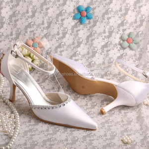 Signore Tacco <span class=keywords><strong>Punta</strong></span> <span class=keywords><strong>A</strong></span> <span class=keywords><strong>Punta</strong></span> Scarpe White Satin - Product Image 3