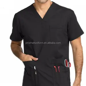 New Style Standard Hospital V-neck Functional Dental Clinic Men Medical Scrub Blouse