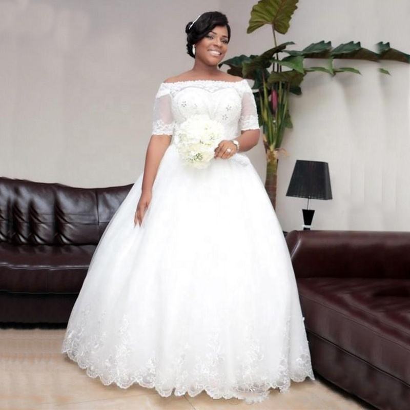 Off The Shoulder Wedding Dresses Big Ball Gown Off Shoulder Half Sleeve  Wedding Dresses Elegant Stylish