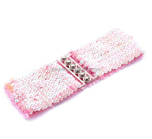 Cintura elastica elasticizzata con paillettes scintillanti glitterate da donna - Product Image 2