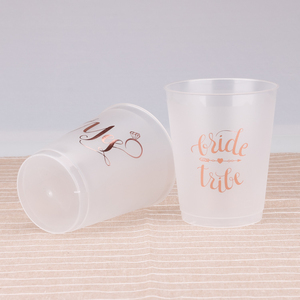 Custom foil logo 14oz hard PP stadium frosted plastic cups