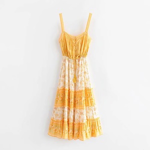 <strong>Women</strong> New Style Wholesale Dresses Bohemia Style Floral Print Wide Hem Vacation <strong>Boho</strong> Dress - Product Image 3