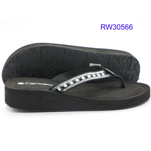 Las mujeres de calidad superior Rhinestone Flip Flops flor impreso playa Flop zapatillas - Product Image 2