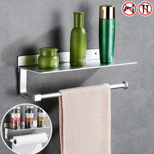 <span class=keywords><strong>Adesivo</strong></span> di Carta Supporto del Tovagliolo Parete per Cucina <span class=keywords><strong>Bagno</strong></span> Rotolo di Tessuto Gancio con Ripiano, Alluminio Dello Spazio - Product Image 3