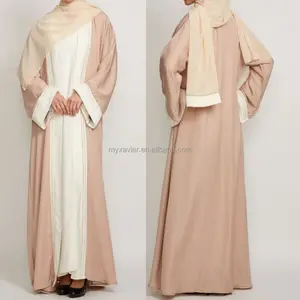 Nude Pink Front Open Abaya With belt Kimono Maxi Abaya For Muslin Wholesale Islamic Clothing
