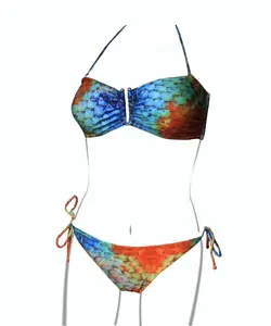 मरमेड महिलाओं के स्ट्रिंग बिकनी नीचे शिर बंध बिकनी शीर्ष समुद्र तट Swimwear के (FBA)