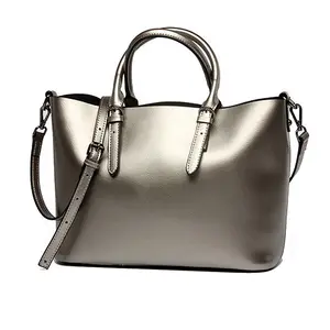 Bolso de mano de cuero de vaca auténtico brillante para mujer, <span class=keywords><strong>bolsa</strong></span> de mano femenina con estilo, a la moda, de diseñador de marca - Product Image 1