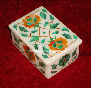 Cajas de joyería de mármol, caja de mármol con incrustación de piedras preciosas, hecha a mano - Product Image 1