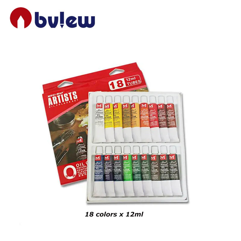 Bview Art-fournitures de peinture professionnelle, 12ml, 24 couleurs, ensemble de peinture à l'huile pour la peinture d'artiste