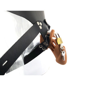 QC02B 10 centimetri Marrone CB6000 gabbia di castità <span class=keywords><strong>silicone</strong></span> con la cinghia dildo per il maschio dispositivo di castità faak del sesso negozio - Product Image 4