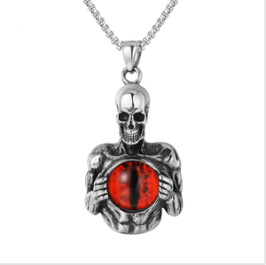 Di più nuovo Modo Creativo Retro Punk Del Cranio Dell'acciaio inossidabile Degli Uomini Collana Del Pendente Della Gemma - Product Image 1