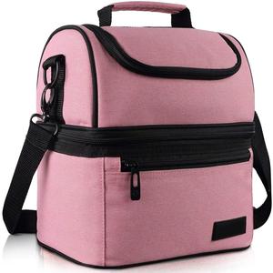Pink <strong>Double</strong> <strong>Layer</strong> Insulated Cooler <strong>Lunch</strong> Bag For Picnic Camping Travel - Product Image 2
