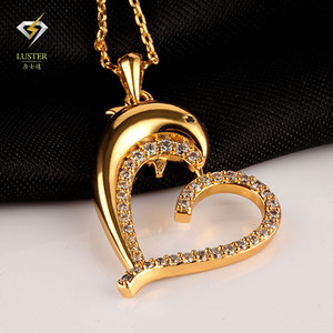 Venta caliente de Moda de Corte de Delfines Colgante Collar 18 K Chapado En Oro Con Encanto Joyería para Regalo de Las Muchachas - Product Image 1