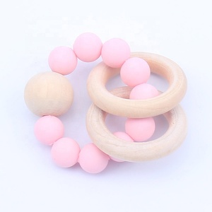 D'allaitement bébé Bracelets En Bois Anneau De Dentition En Silicone Perles De Dentition Bois Hochets Jouets Bébé - Product Image 5