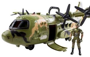 Bombardiere gigante F16 militare da combattimento aereo giocattolo con luci e suoni dell'esercito per bambini, include Mini soldati - Product Image 2