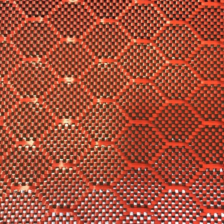 Оранжевый Арамид углеродное волокно гибридная ткань жаккардовая ткань