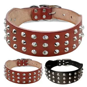 New Arrival Strong Durable Genuine Leather Dog Collar with Studded