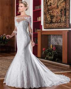 Vestido de novia de manga larga de África, sirena, blanco, barato, A209, <span class=keywords><strong>2021</strong></span> - Product Image 1