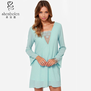 M3151 vestidos para mujer mediana edad diseño simple fresco luz azul del <span class=keywords><strong>verano</strong></span> vestido de trabajo ocasional - Product Image 1