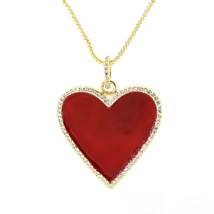 Bisuteria Ketting Charm Shiny Rood Hart Designer Nieuwe