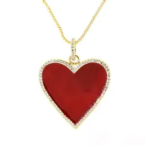 Bisuteria Halskette Charm Shiny Red Heart Designer Neu