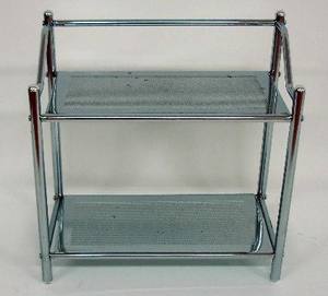 Overdoor Industrial Corner Tube en métal chromé Étagère à serviettes de bain à un niveau pour hôtel et appartement - Product Image 2