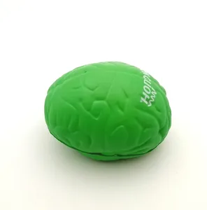 Fabriek Prijs Groen Pu Hersenen Stress Speelgoed, Custom Hersenen Vormige Stressbal