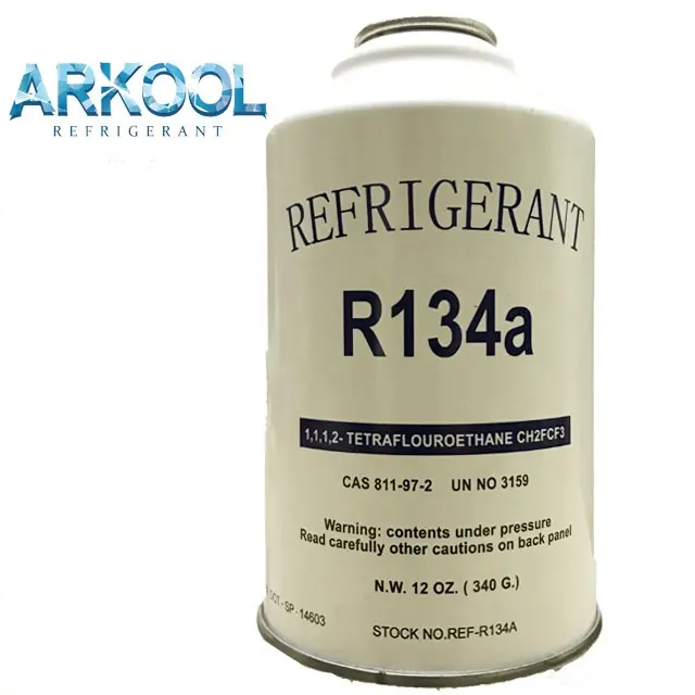Gas refrigerante r134a en lata con latas pequeñas