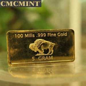 Barra de búhos chapada en oro, 5 gramos, 24 k, con caja de plástico de embalaje, C25P, venta al por mayor - Product Image 5