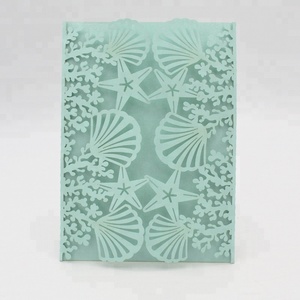 Cartes d'<span class=keywords><strong>invitation</strong></span> de mariage de haute qualité en forme d'étoiles de <span class=keywords><strong>mer</strong></span>, de coquillages et de coraux découpés au laser - Product Image 1