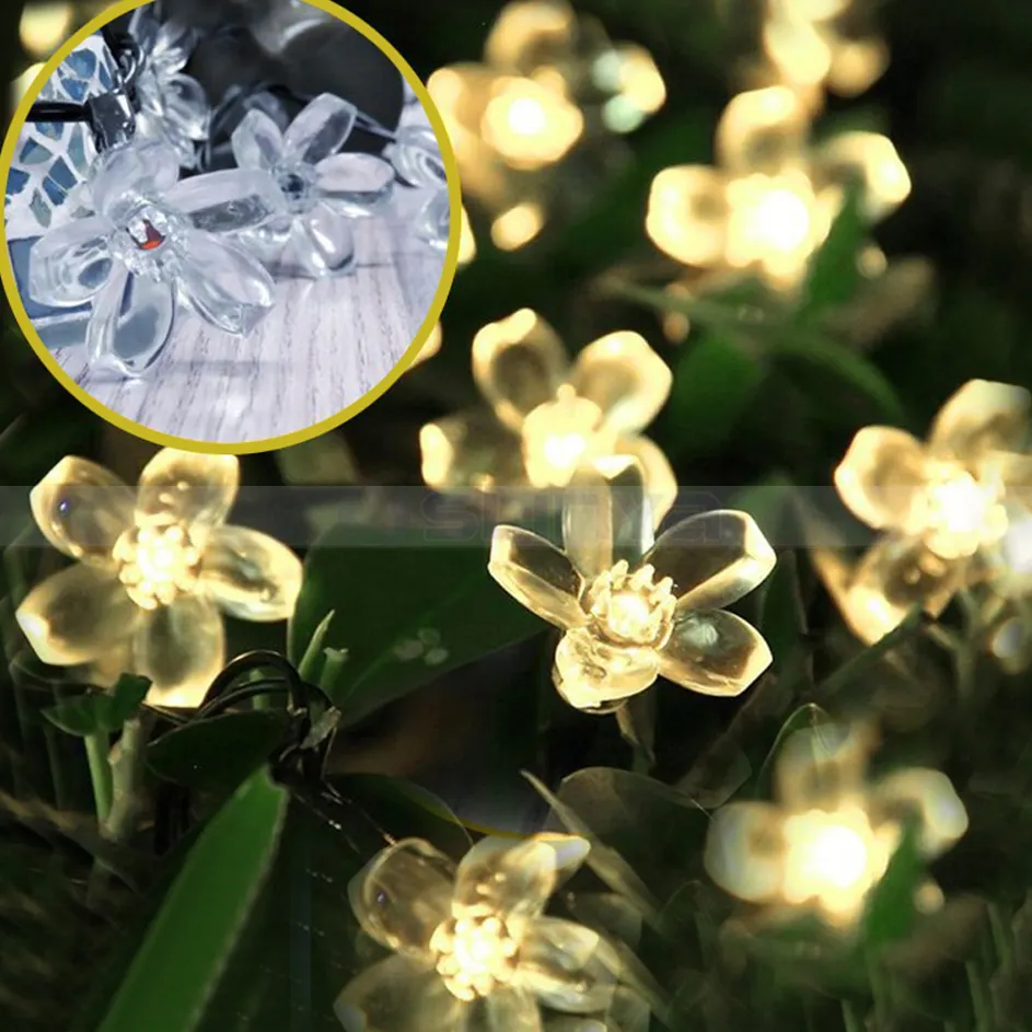 आड़ू फूल त्योहार सजावट के लिए सौर ऊर्जा संचालित स्ट्रिंग रोशनी का नेतृत्व किया