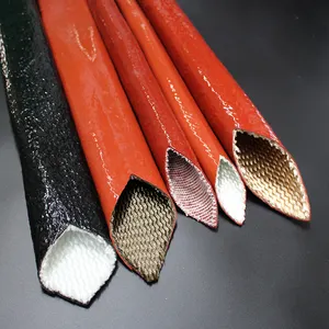 Fire Sleeve High Temperature Protection Glass Fiber Braided With Silicone Rubber Coated Hose Insulation Fire Retardant Sleeve