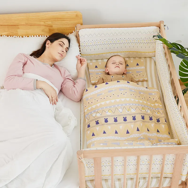 Chocchick 2021 Organin טבעי גדול מודרני סגנון בטיחות תינוק רב תכליתי עץ תינוק תאום עריסת עריסות מיטת ילדים עבור תינוק