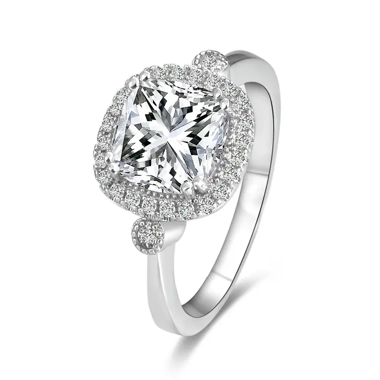 POLIVA Perhiasan Putri Favorit Berlian Potong Cz 18K Platinum Berlapis Emas Putih 925 Cincin Perhiasan Perak Murni
