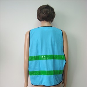 de trabajo desgaste vis tejido de fibra de carbono verde <span class=keywords><strong>banda</strong></span> reflectante <span class=keywords><strong>azul</strong></span> de advertencia de poliéster chaleco - Product Image 3