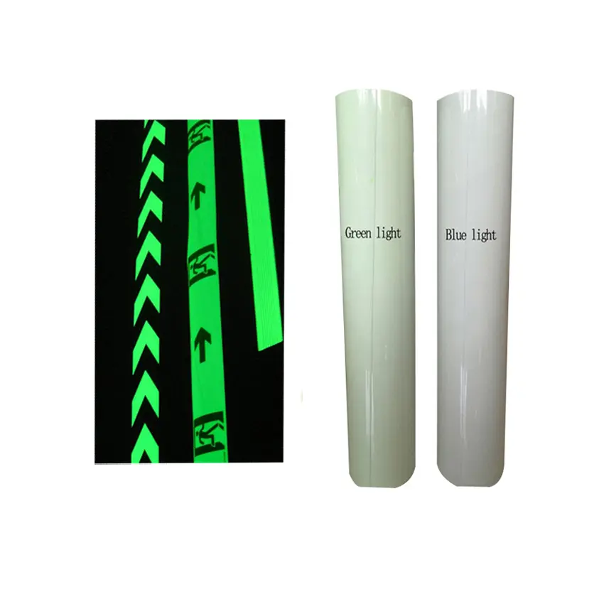 photoluminescent vinyl self adhesive luminous exit signs day glow stickers /emergency exit safety evacuation signs print
